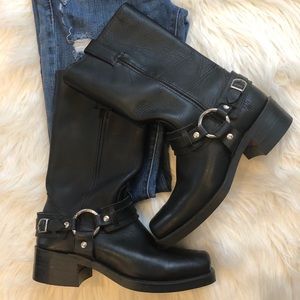 FRYE Black Harness Boots!!